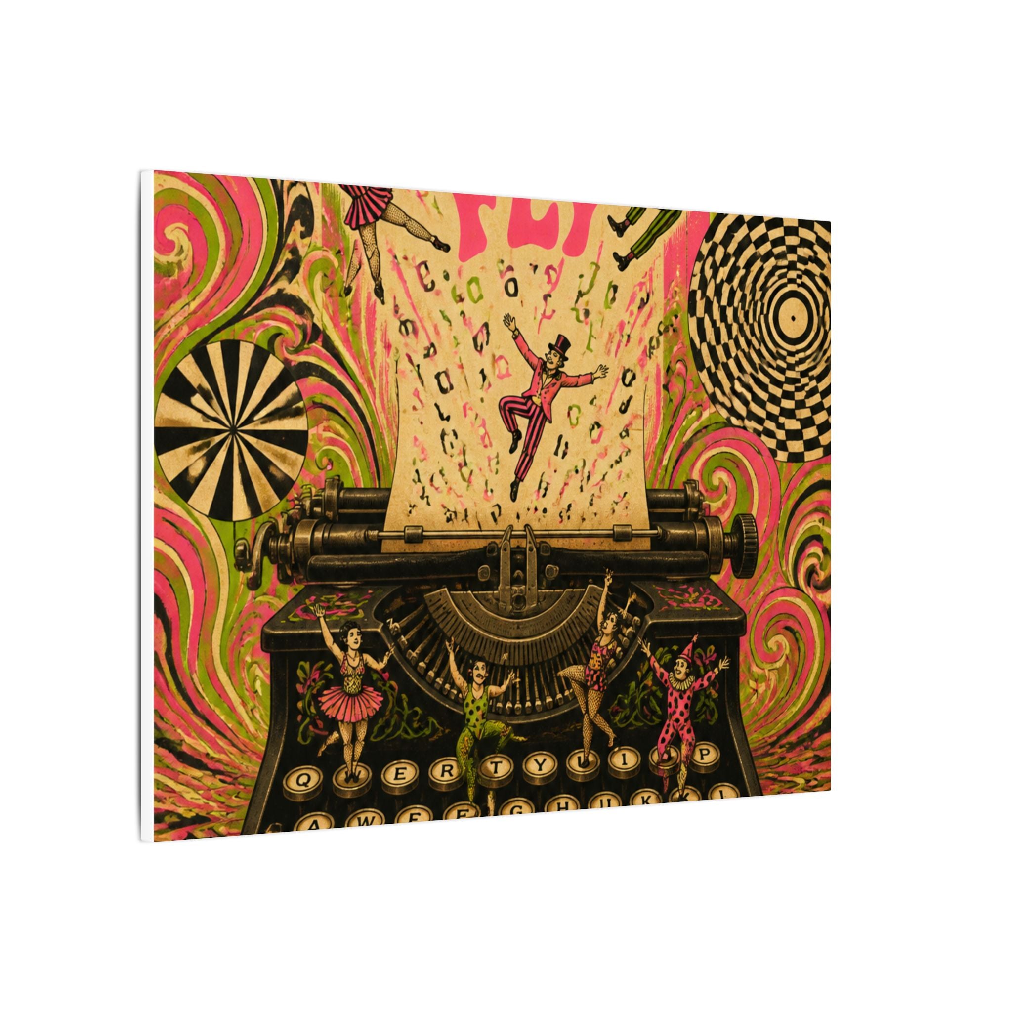 Typewriter Flying Letters Wall Art Canvas 16×20 Psychedelic Cafe Decor Maximalist Print