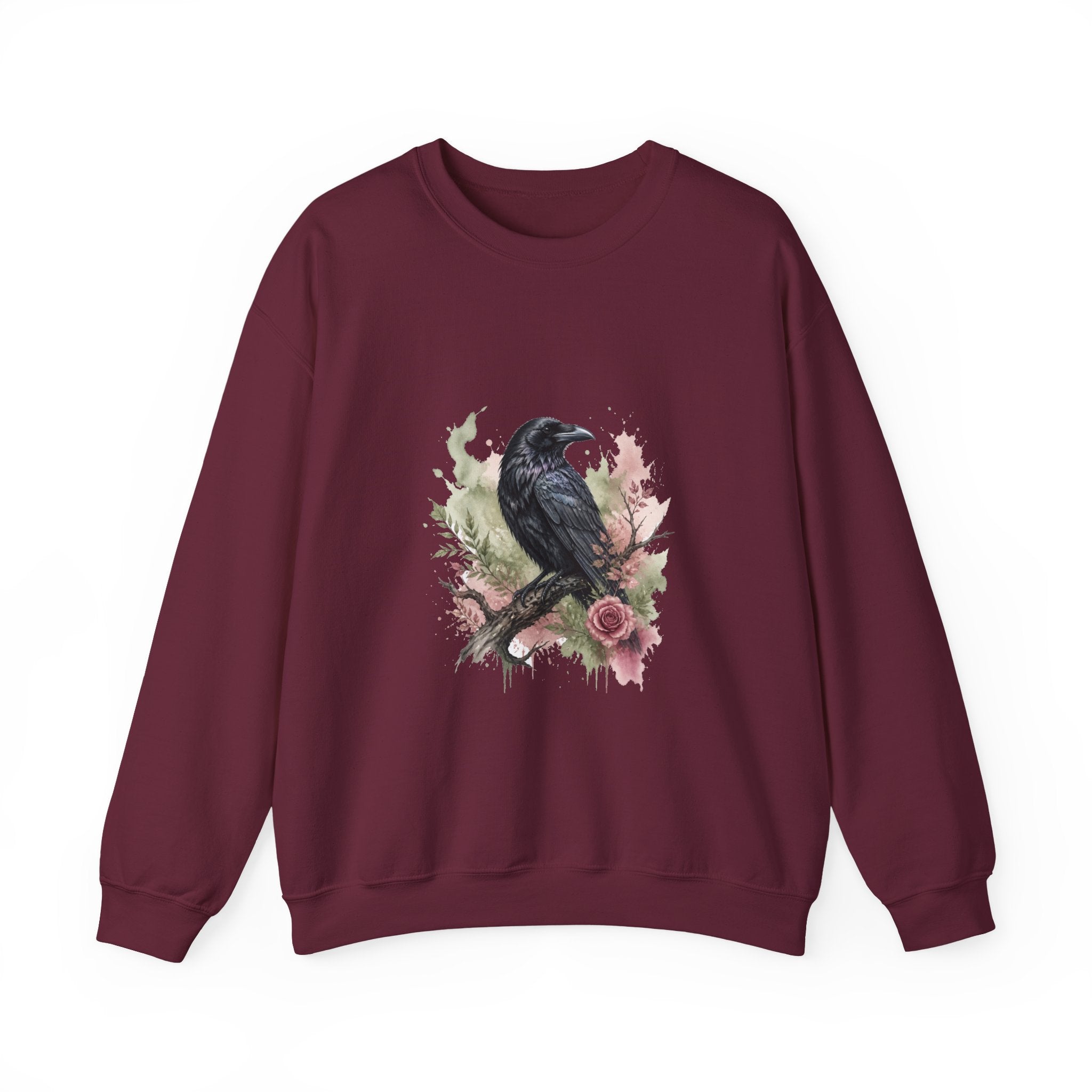 Matching Couple Sweatshirt - Raven & Swan Matching Couple Crewneck Sweatshirt Watercolor Art His Hers Engagement Gift - Design A