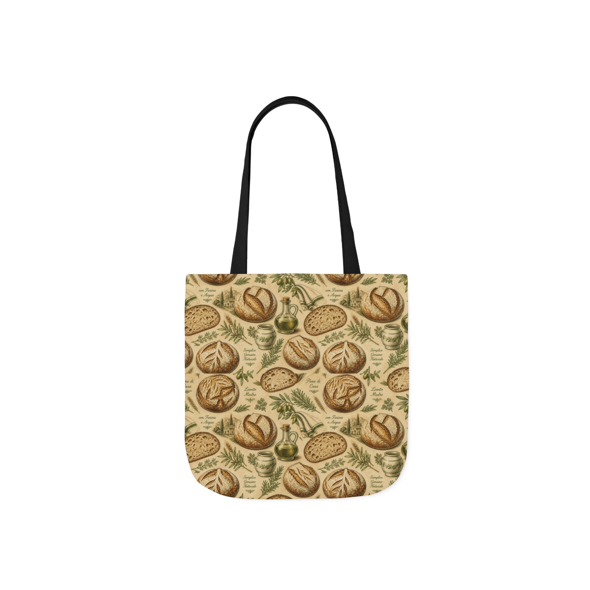 Rustic Sourdough Bread Canvas Tote Bag Mediterranean Kitchen Botanical Design Italian Cottagecore Gift