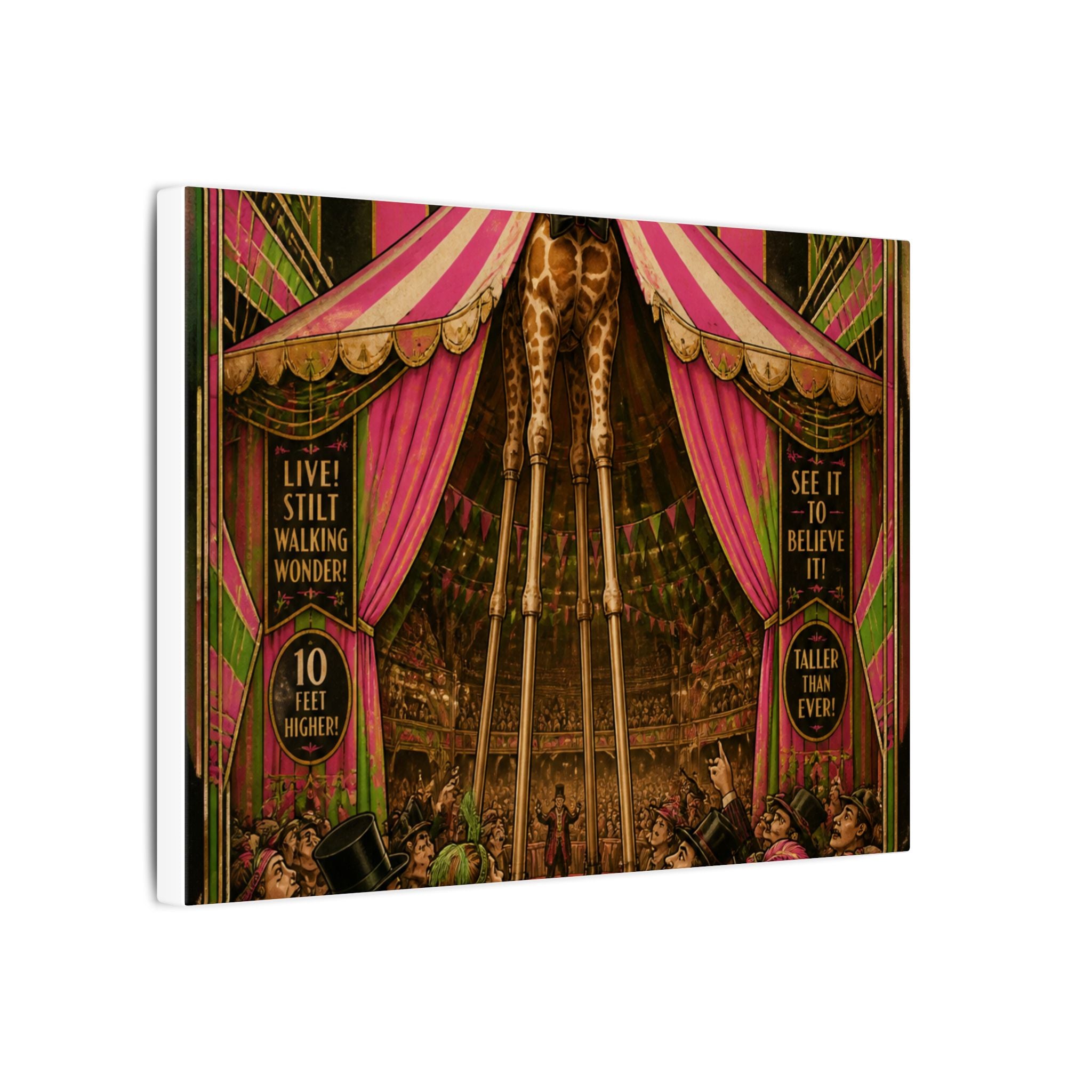 Giraffe on Stilts Wall Art Canvas 24×36 Art Deco Bar Area Decor Maximalist Print