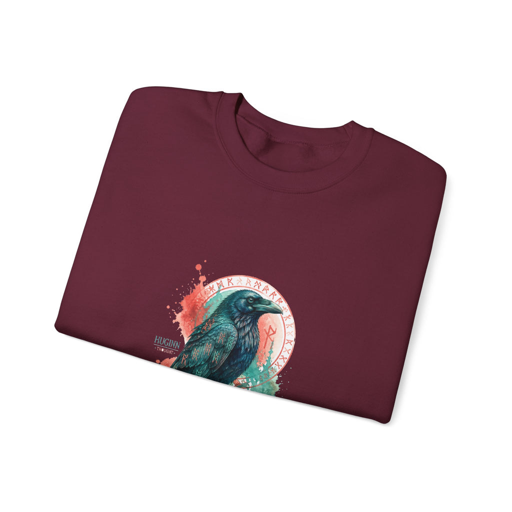 Matching Couple Sweatshirt - Huginn & Muninn Matching Couple Crewneck Sweatshirt Watercolor Art His Hers Engagement Gift - Design A