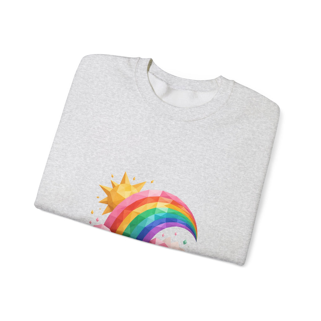 Matching Couple Sweatshirt - Storm & Rainbow Matching Couple Comfort Colors Crew Geometric Art His Hers Love Gift - Design B