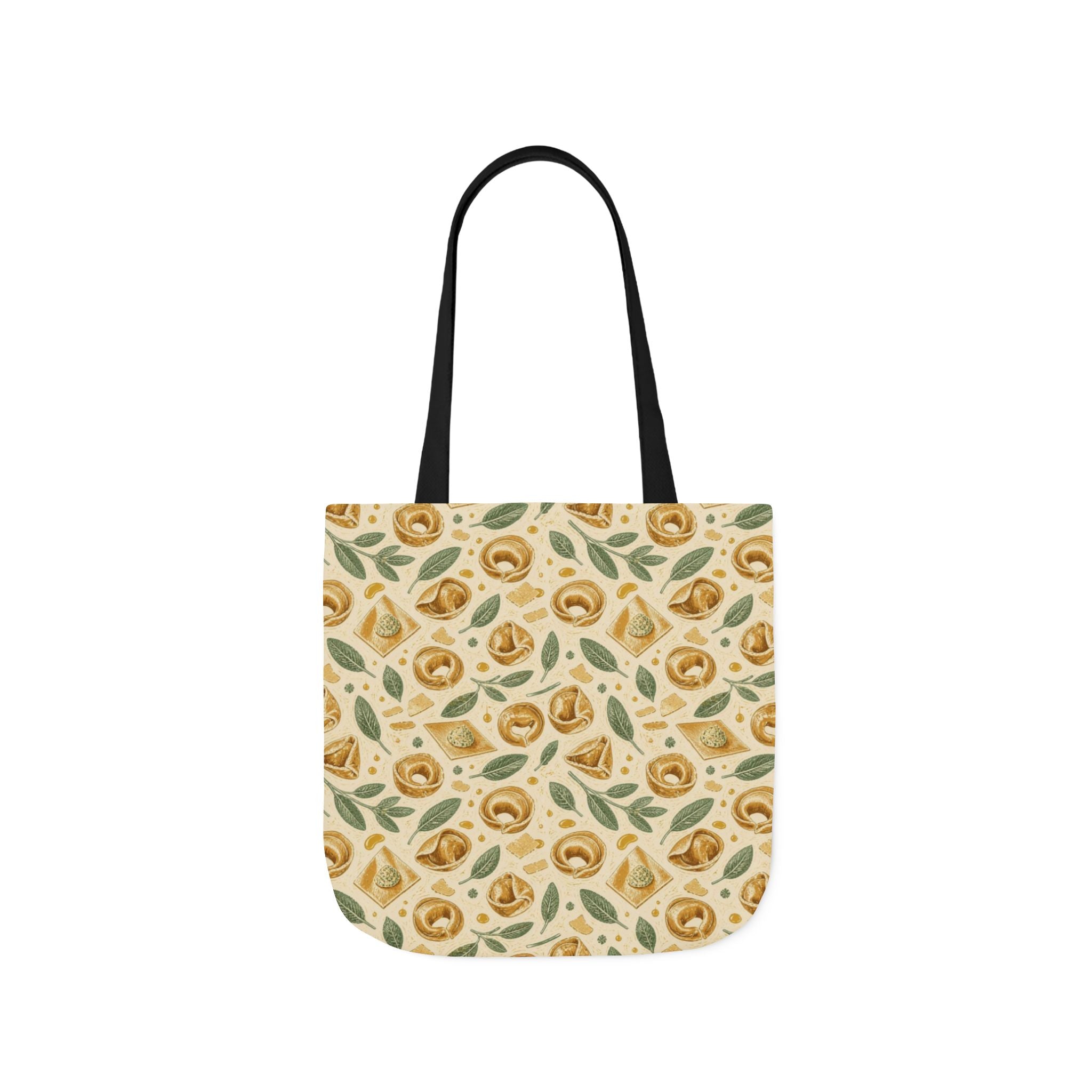 Tortellini with Sage Canvas Tote Bag Mediterranean Kitchen Linocut Design Italian Cottagecore Gift