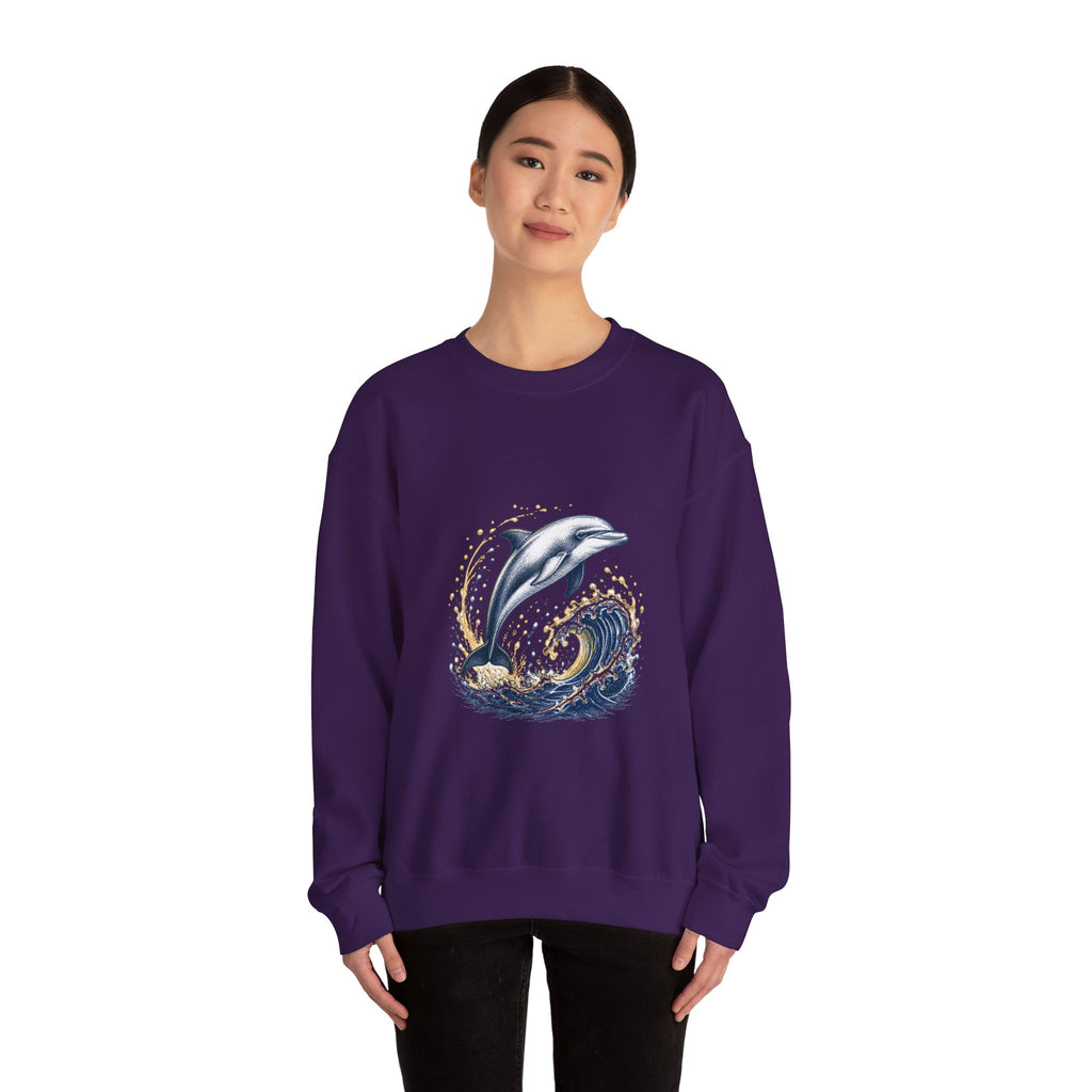 Matching Couple Sweatshirt - Shark & Dolphin Matching Couple Comfort Colors Crew Hand-Drawn Art His Hers Anniversary Gift - Design B
