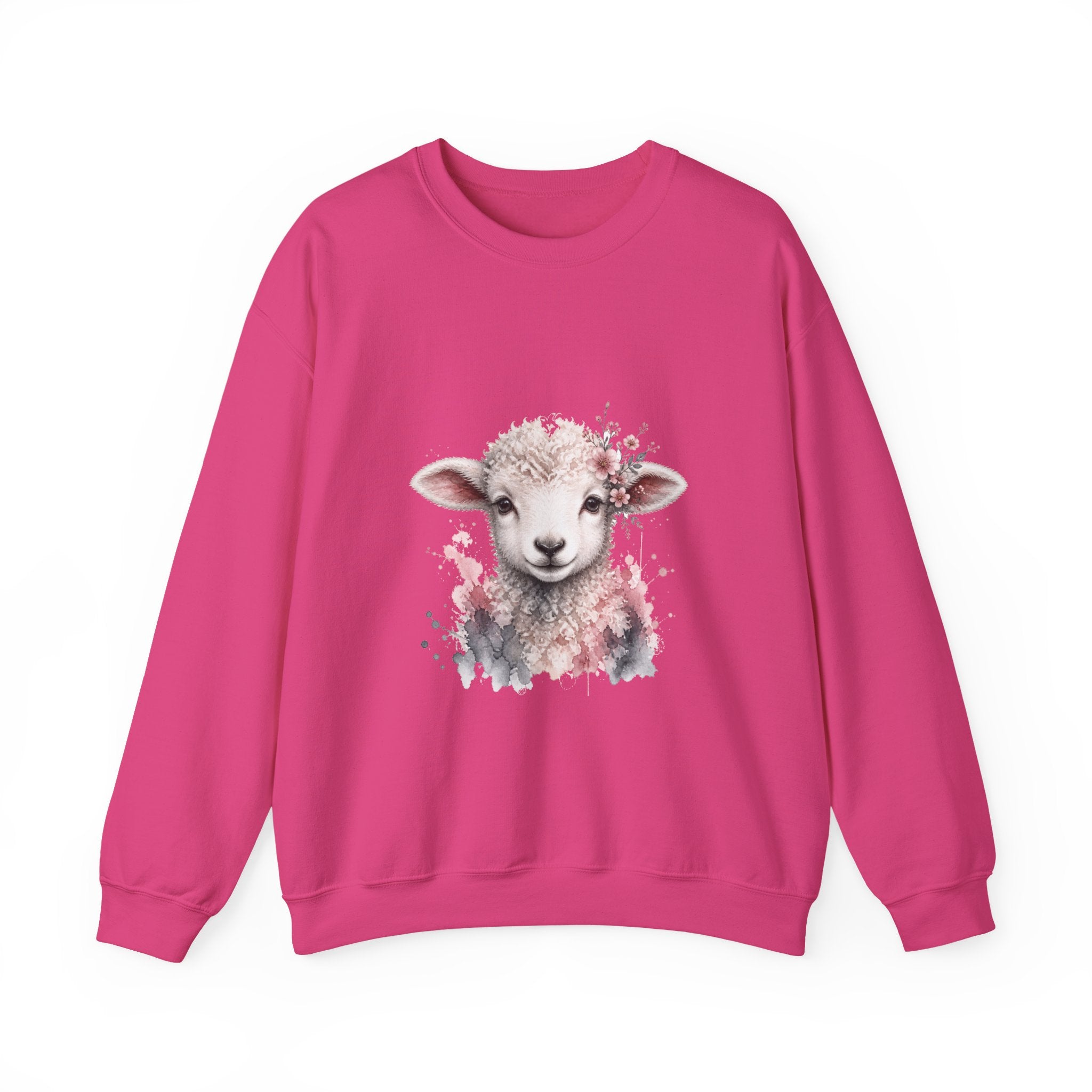 Matching Couple Sweatshirt - Lion & Lamb Matching Couple Crewneck Sweatshirt Watercolor Art His Hers Engagement Gift - Design B