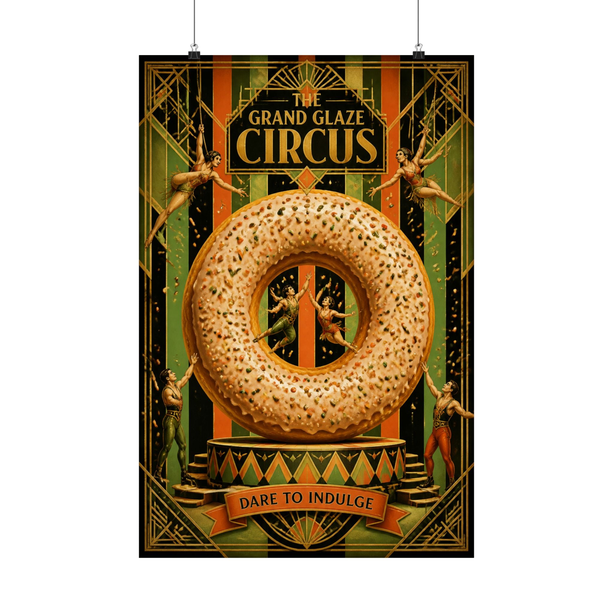 Donut Circus Ring Wall Art Poster 18×24 Art Deco Entryway Decor Maximalist Print