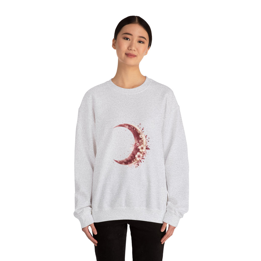 Matching Couple Sweatshirt - Waxing & Waning Moon Matching Couple Premium Fleece Sweatshirt Watercolor Art His Hers Birthday Gift - Design A