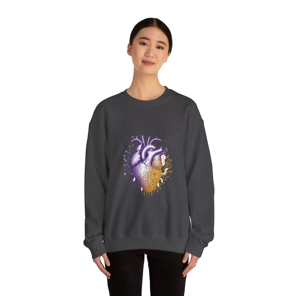 Matching Couple Sweatshirt - Robot & Heart Matching Couple Crewneck Sweatshirt Vintage Art His Hers Wedding Gift - Design B