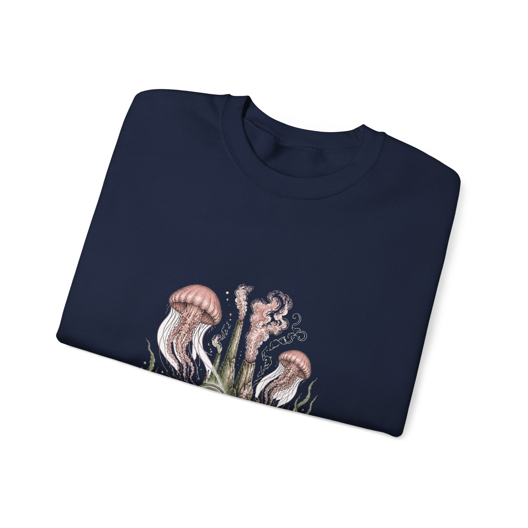 Matching Couple Sweatshirt - Coral Reef & Deep Sea Matching Couple Crewneck Sweatshirt Hand-Drawn Art His Hers Best Friend Gift - Design B