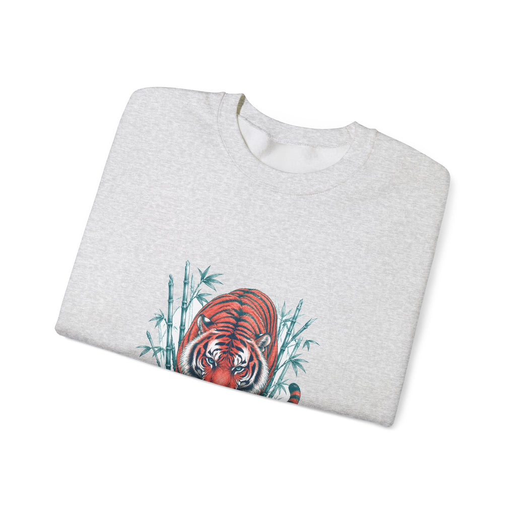 Matching Couple Sweatshirt - Tiger & Crane Matching Couple Comfort Colors Crew Hand-Drawn Art His Hers Anniversary Gift - Design A