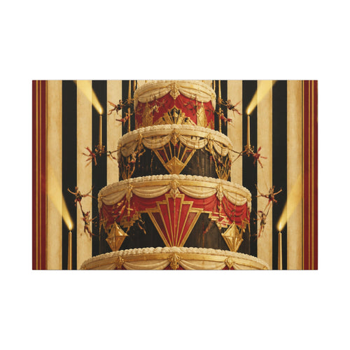 Birthday Cake Trapeze Wall Art Canvas 16×20 Art Deco Entryway Decor Maximalist Print