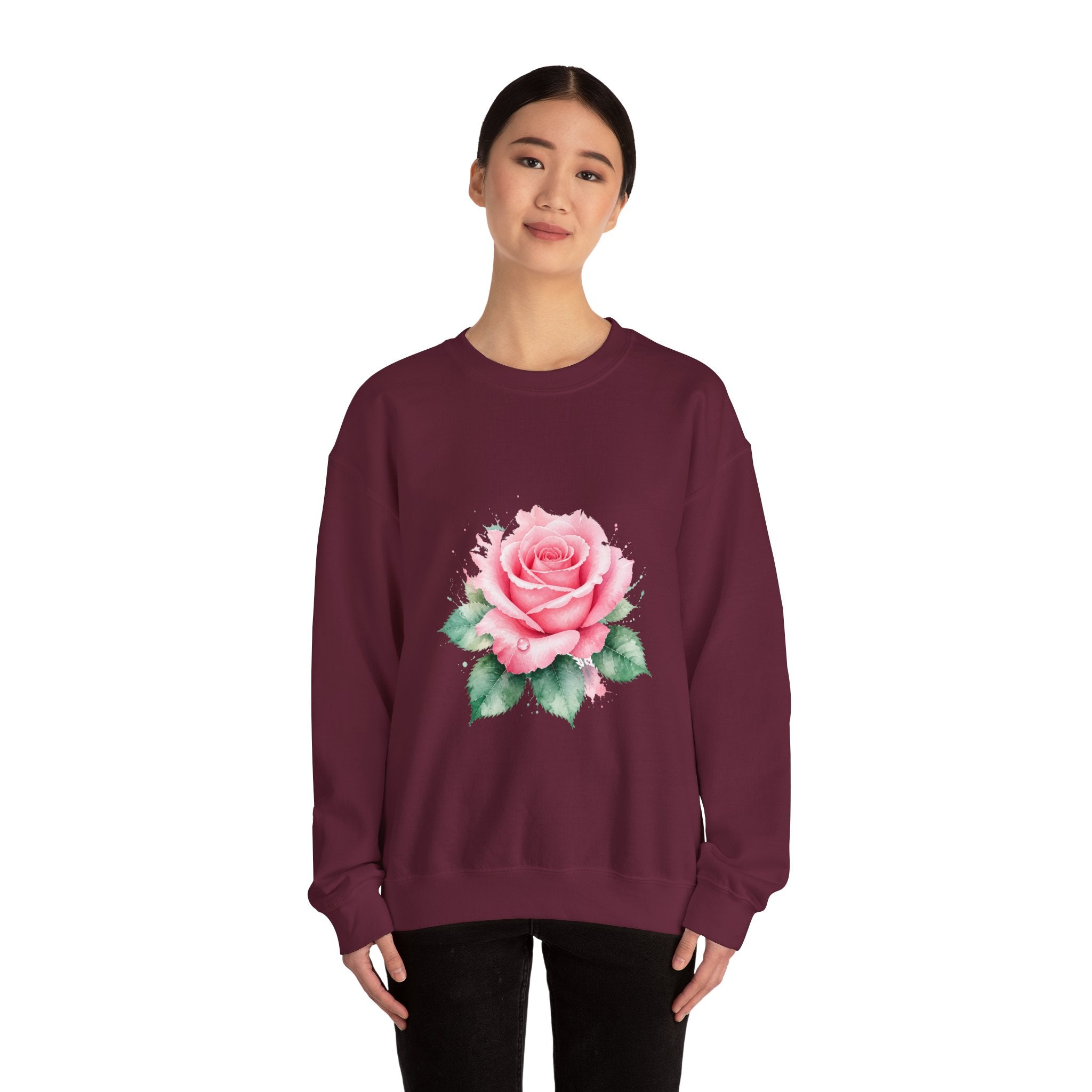 Matching Couple Sweatshirt - Rose & Thorn Matching Couple Comfort Colors Crew Watercolor Art His Hers Birthday Gift - Design A