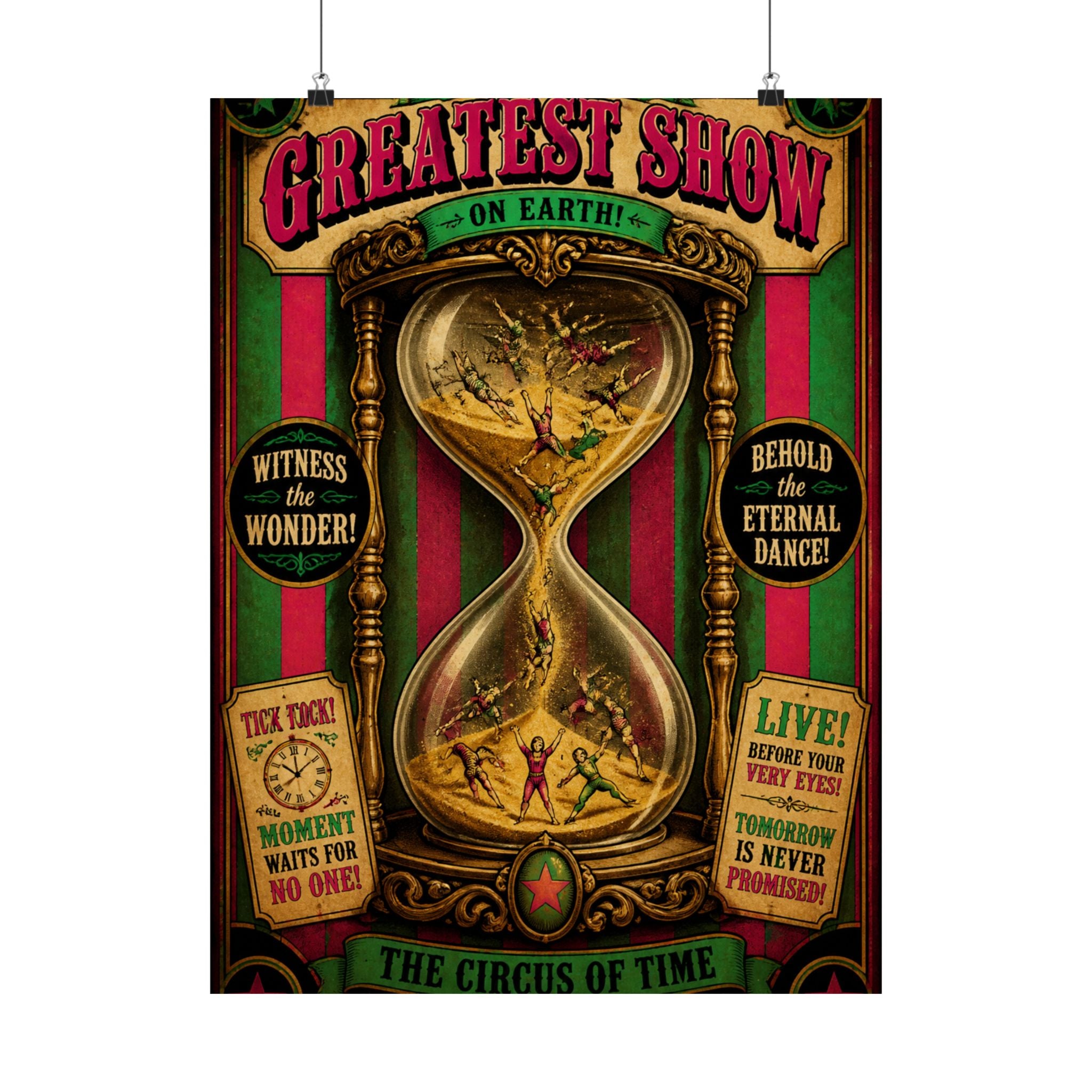 Hourglass Acrobats Wall Art Poster 18×24 Vintage Circus Kitchen Decor Maximalist Print