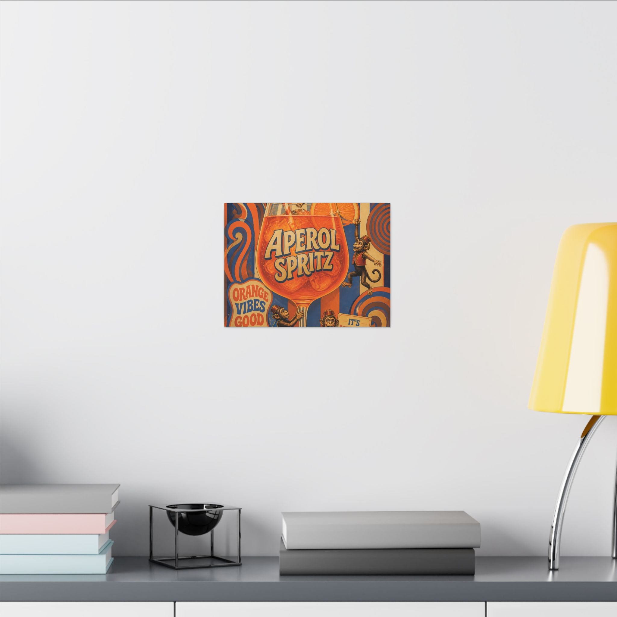 Aperol Spritz Monkeys Wall Art Canvas 24×36 Psychedelic Dining Room Decor Maximalist Print