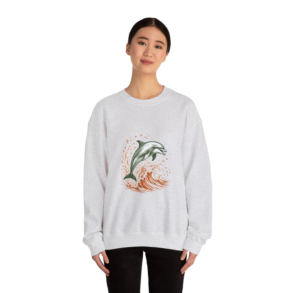 Matching Couple Sweatshirt - Shark & Dolphin Matching Couple Crewneck Sweatshirt Hand-Drawn Art His Hers Best Friend Gift - Design B