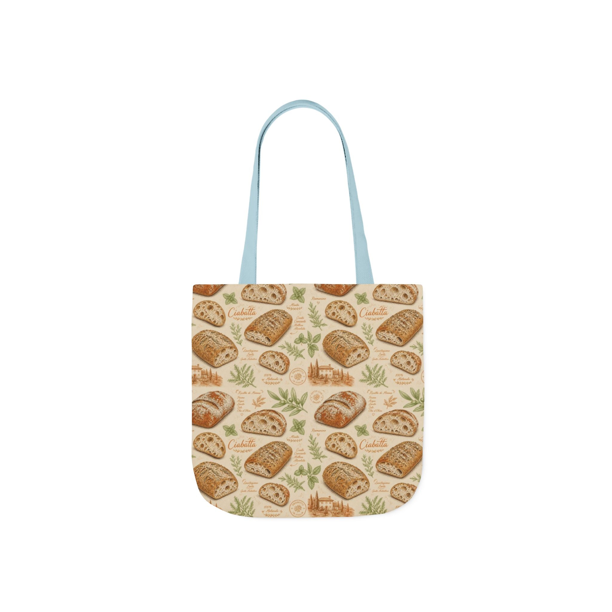 Ciabatta Rolls Canvas Tote Bag Mediterranean Kitchen Botanical Design Italian Cottagecore Gift