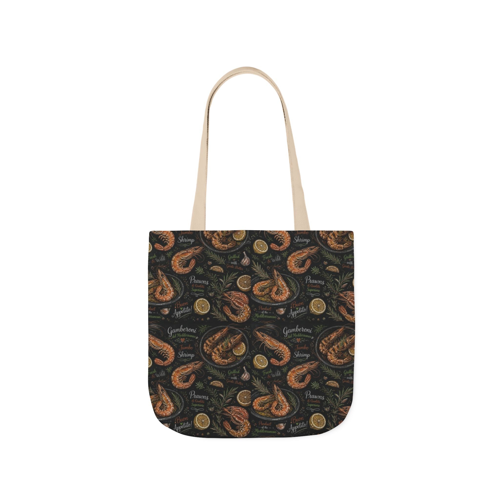 Mediterranean Shrimp Canvas Tote Bag Mediterranean Kitchen Chalk Art Design Italian Cottagecore Gift