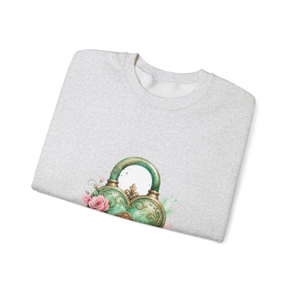 Matching Couple Sweatshirt - Key & Lock Matching Couple Crewneck Sweatshirt Watercolor Art His Hers Engagement Gift - Design B