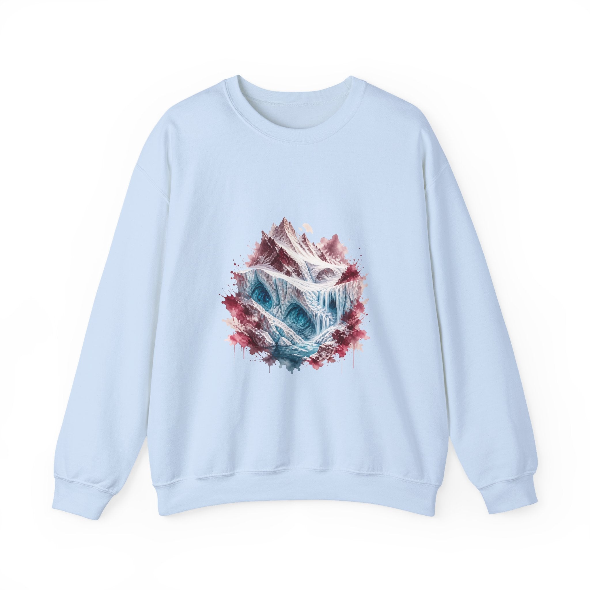 Matching Couple Sweatshirt - Volcano & Glacier Matching Couple Comfort Colors Crew Watercolor Art His Hers Birthday Gift - Design B