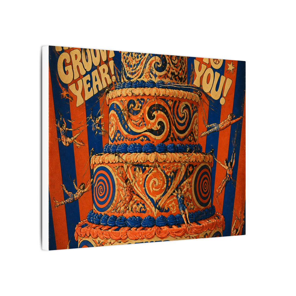 Birthday Cake Trapeze Wall Art Canvas 24×36 Psychedelic Dining Room Decor Maximalist Print