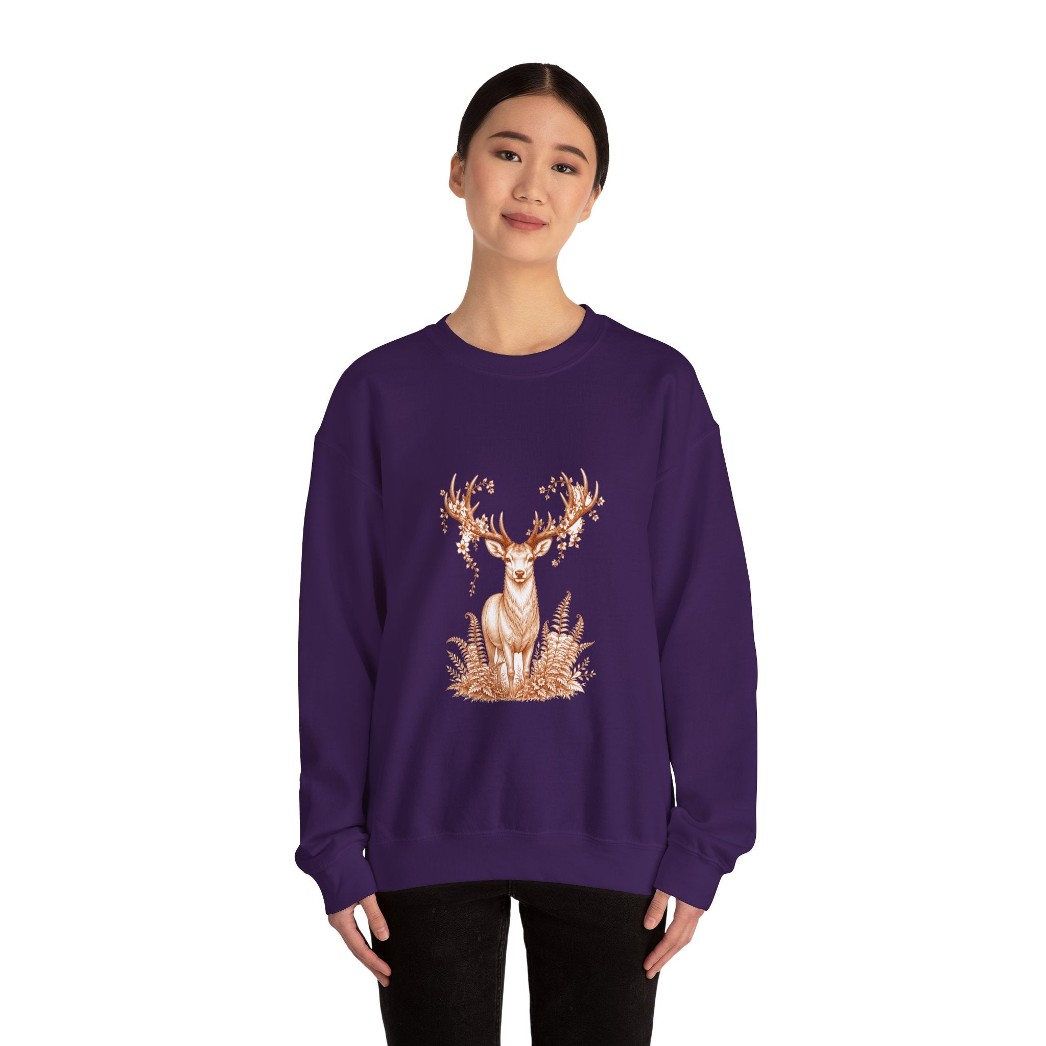 Matching Couple Sweatshirt - Bear & Deer Matching Couple Crewneck Sweatshirt Hand-Drawn Art His Hers Best Friend Gift - Design B
