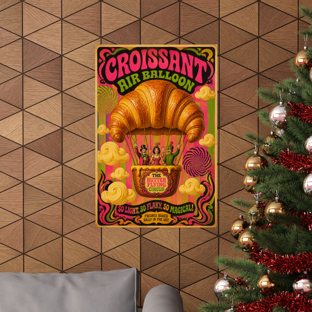 Croissant Hot Air Balloon Wall Art Poster 24×36 Psychedelic Dining Room Decor Maximalist Print