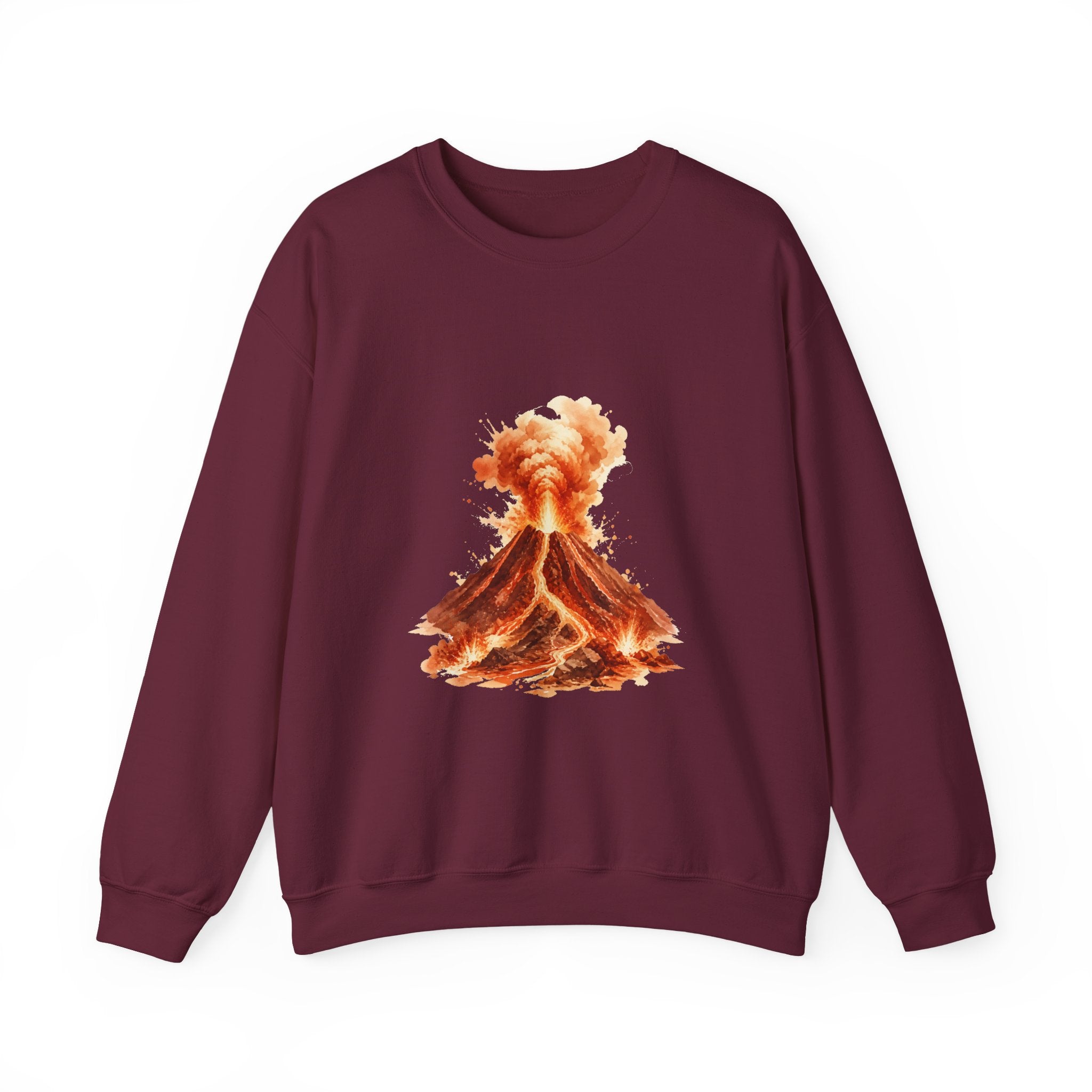 Matching Couple Sweatshirt - Volcano & Glacier Matching Couple Crewneck Sweatshirt Watercolor Art His Hers Engagement Gift - Design A