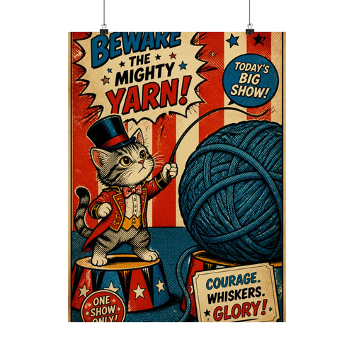 Cat Lion Tamer Wall Art Poster 24×36 Pop Art Restaurant Decor Maximalist Print