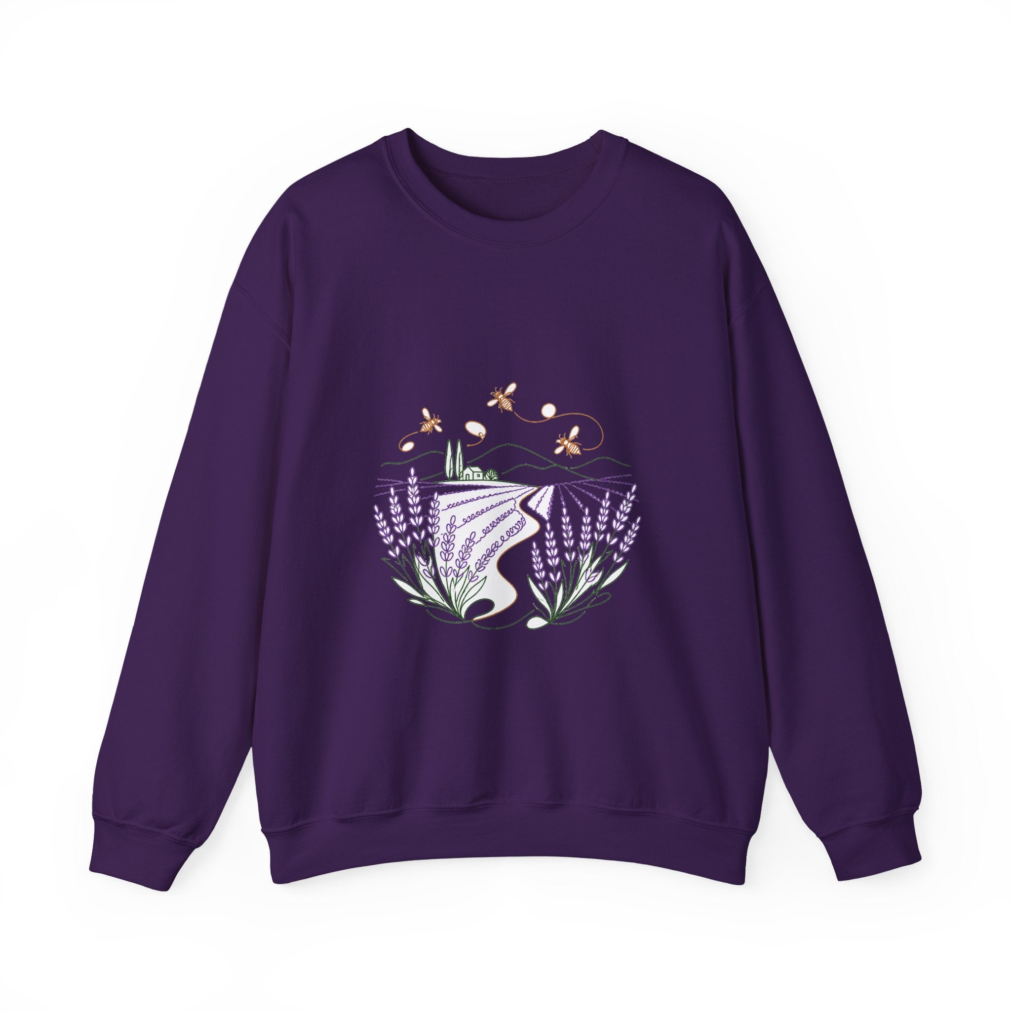 Matching Couple Sweatshirt - Lavender Fields & Canyon Matching Couple Premium Fleece Sweatshirt Minimalist Art His Hers Christmas Gift - Design A