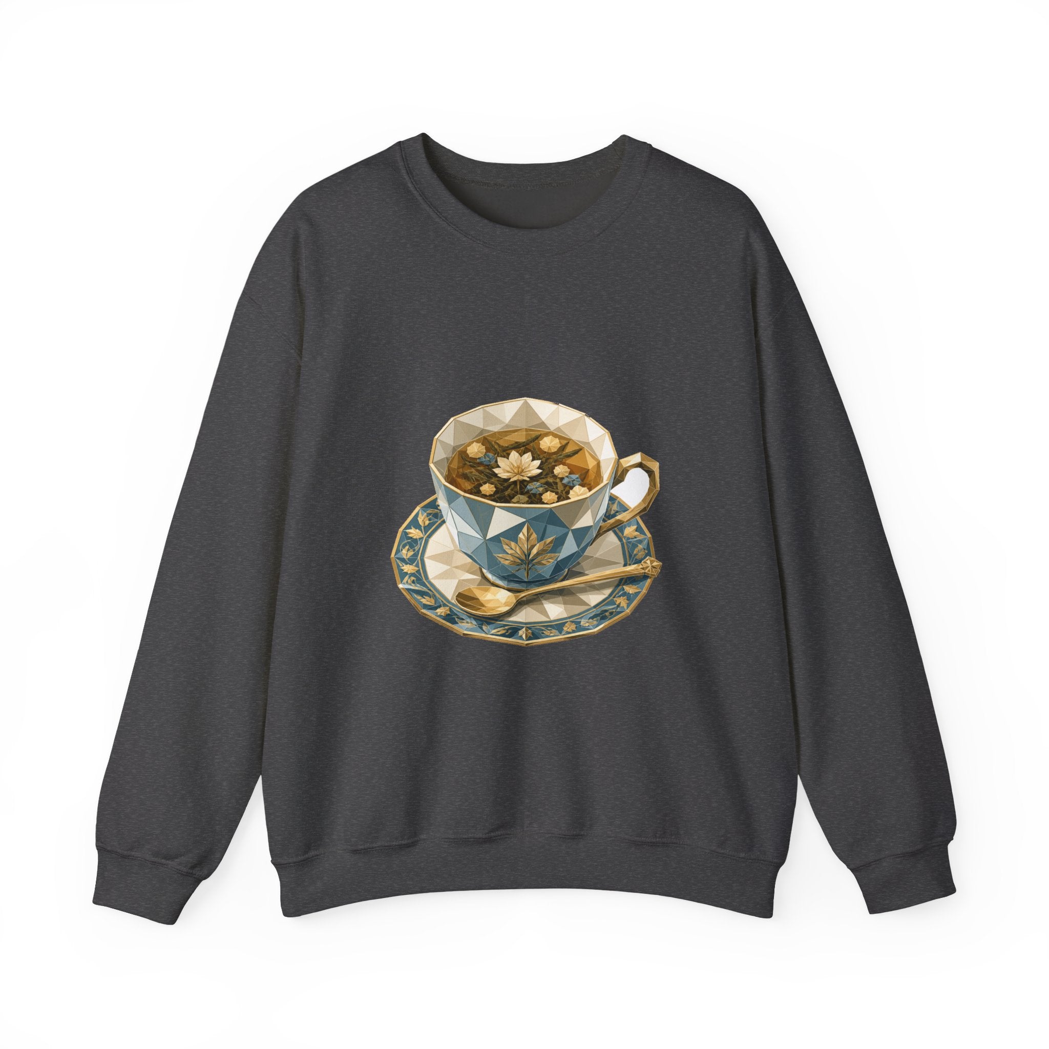 Matching Couple Sweatshirt - Coffee & Tea Matching Couple Premium Fleece Sweatshirt Geometric Art His Hers Love Gift - Design B