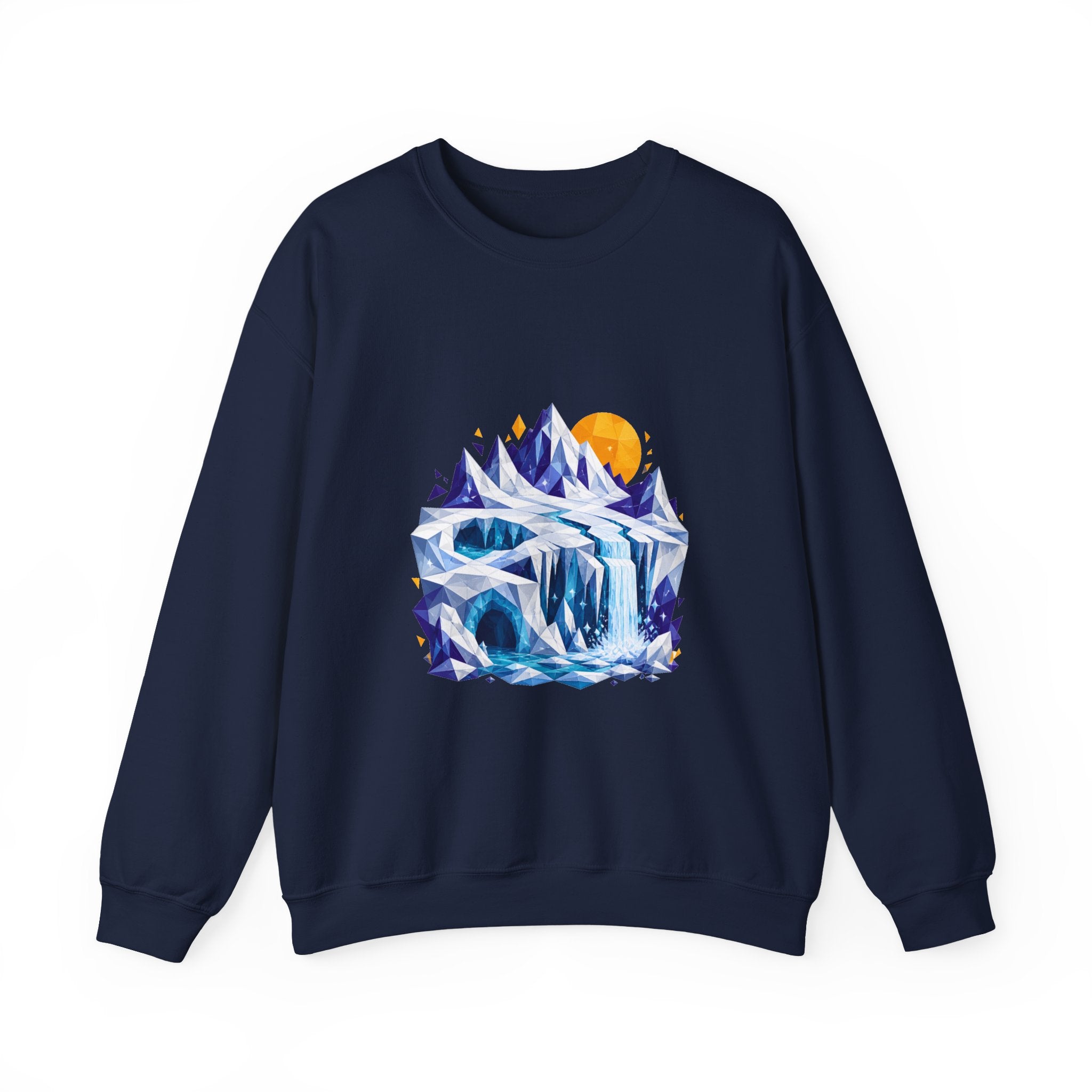 Matching Couple Sweatshirt - Volcano & Glacier Matching Couple Crewneck Sweatshirt Geometric Art His Hers Couple Gift - Design B