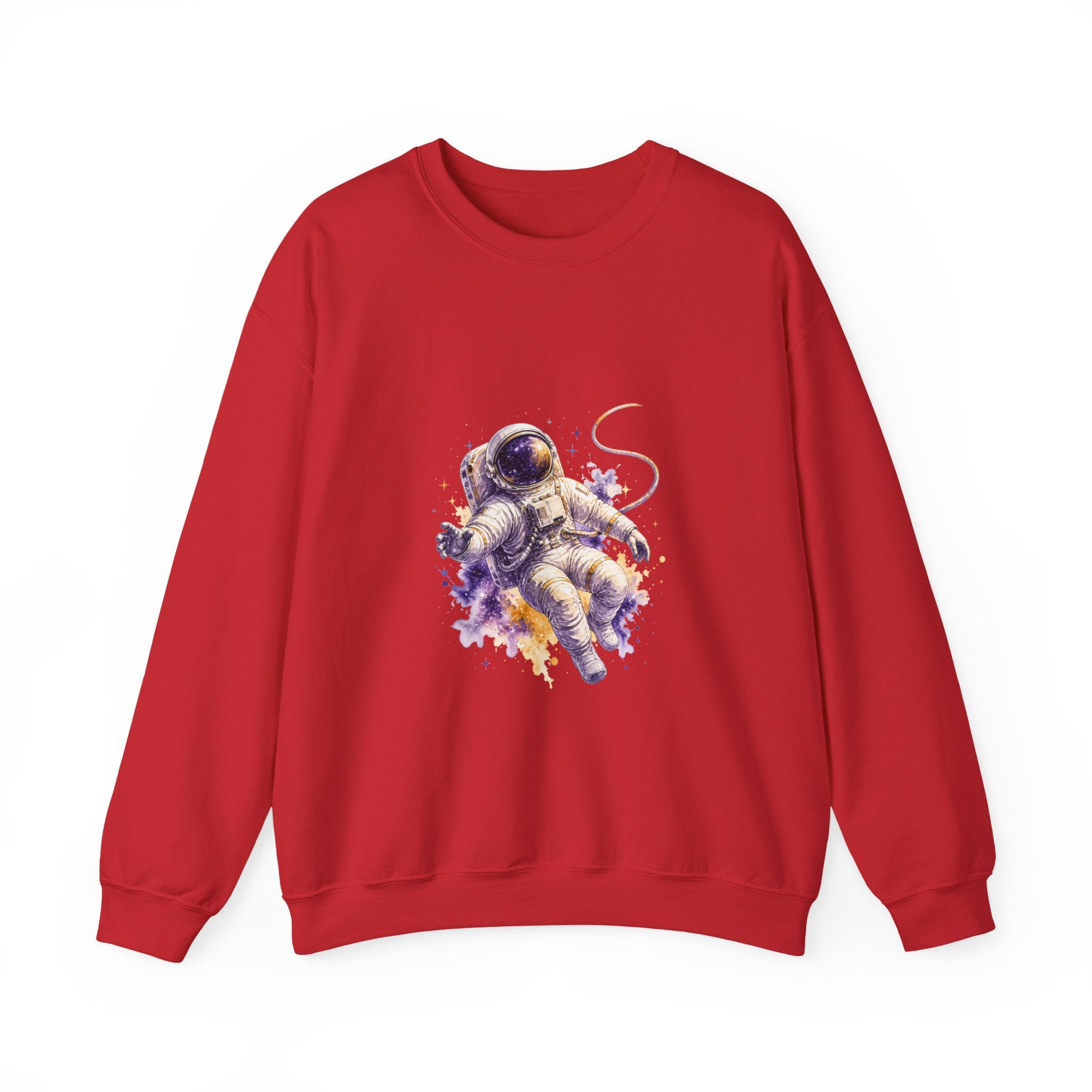 Matching Couple Sweatshirt - Astronaut & Planet Matching Couple Comfort Colors Crew Watercolor Art His Hers Birthday Gift - Design A