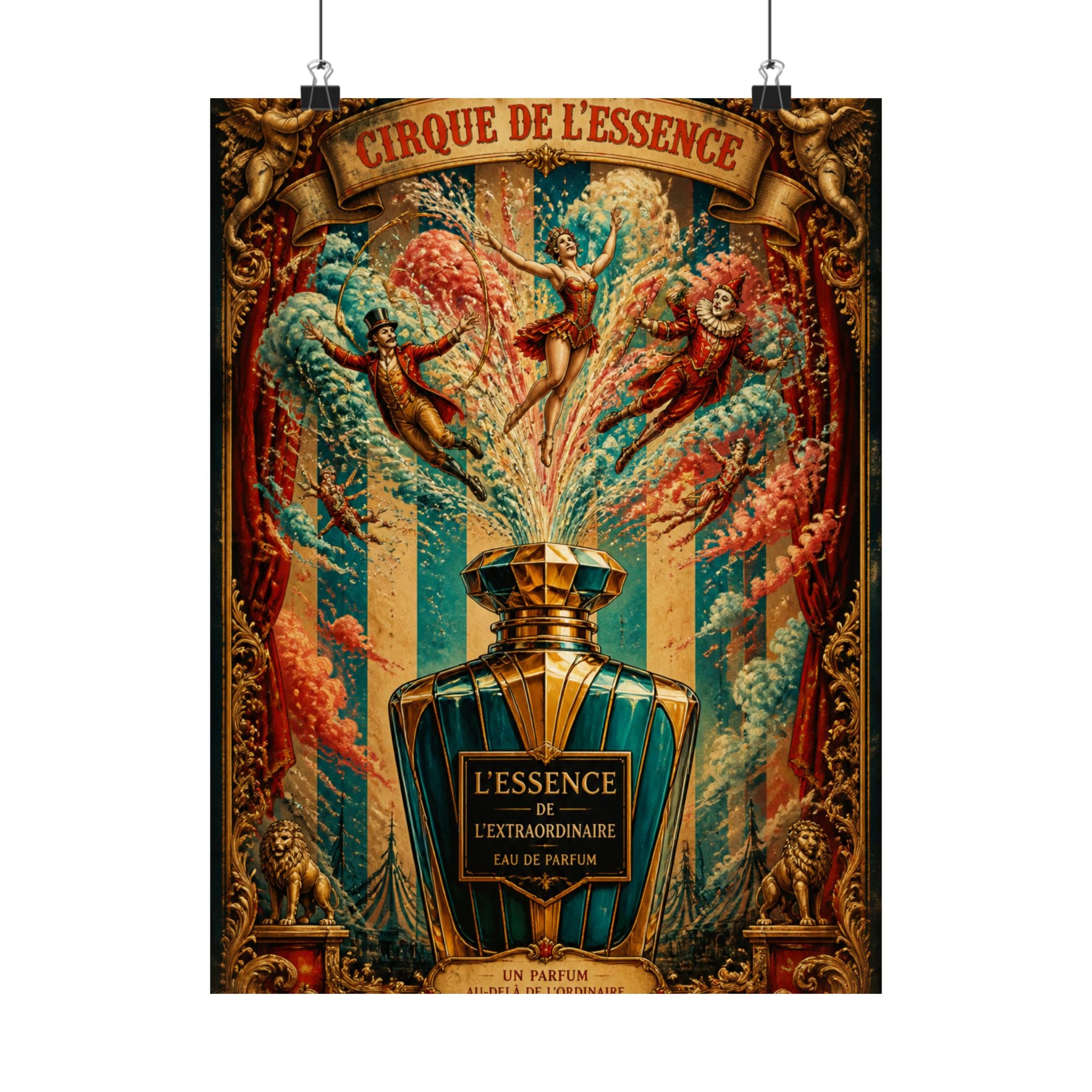 Perfume Bottle Fountain Wall Art Poster 24×36 Baroque Studio Decor Maximalist Print