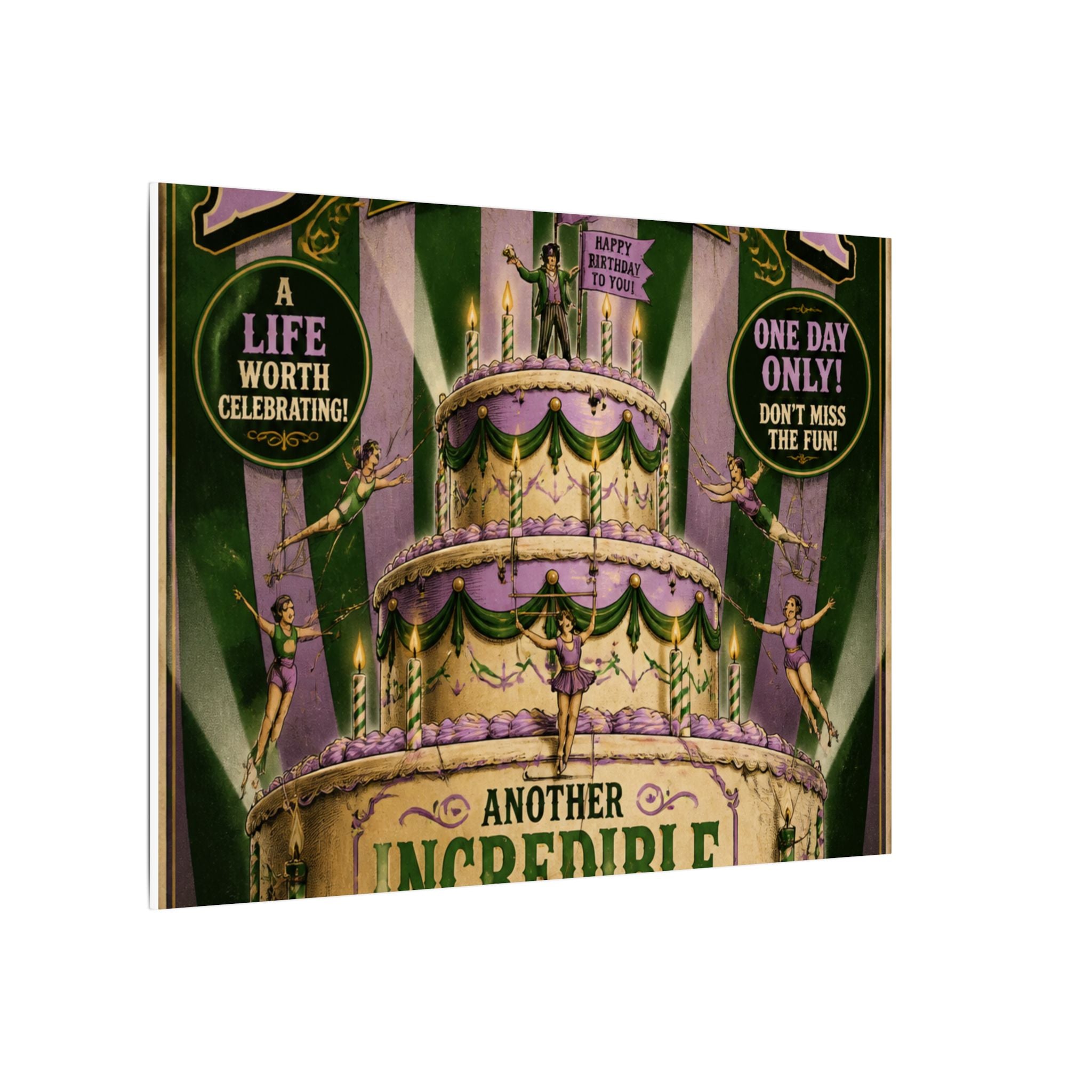 Birthday Cake Trapeze Wall Art Canvas 24×36 Vintage Circus Bedroom Decor Maximalist Print