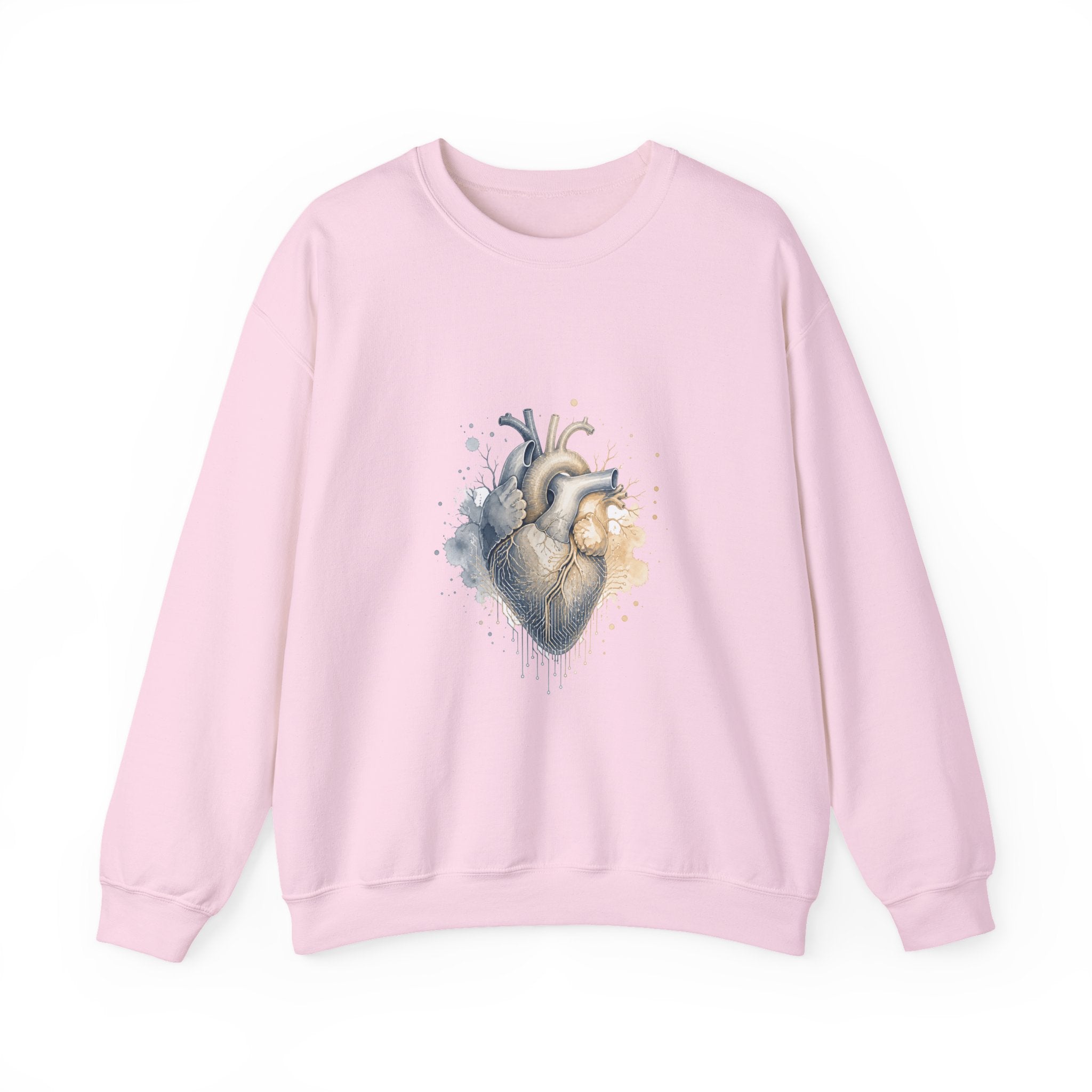 Matching Couple Sweatshirt - Robot & Heart Matching Couple Comfort Colors Crew Watercolor Art His Hers Birthday Gift - Design B