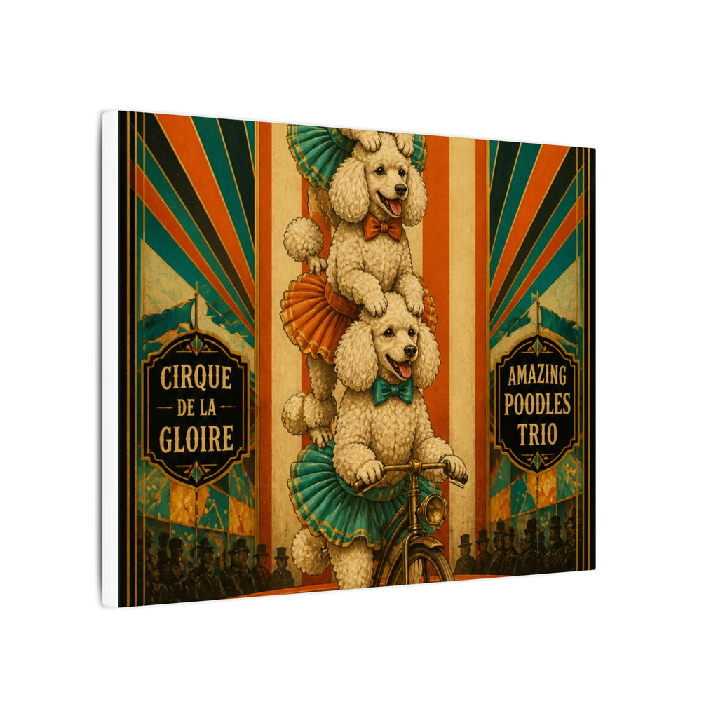 Poodle Stack Bicycle Wall Art Canvas 24×36 Art Deco Bar Area Decor Maximalist Print