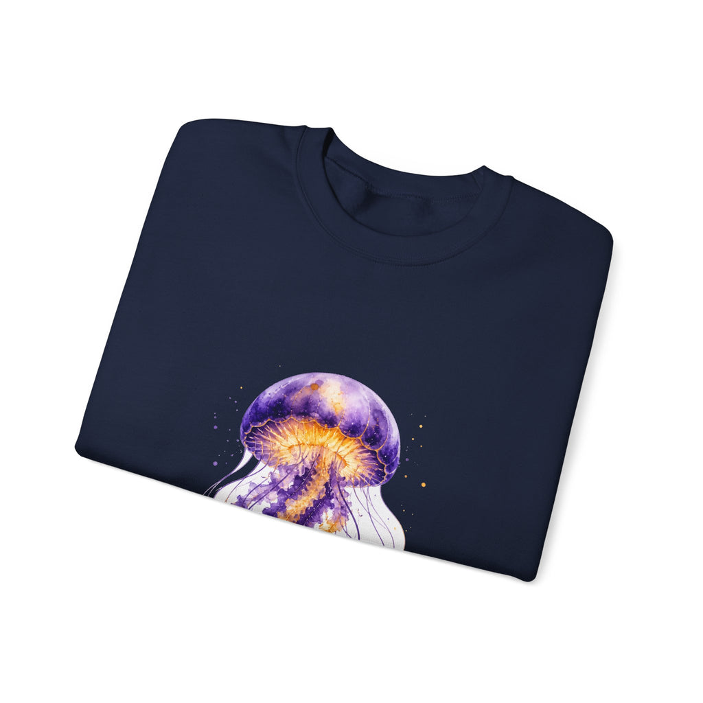 Matching Couple Sweatshirt - Octopus & Jellyfish Matching Couple Comfort Colors Crew Watercolor Art His Hers Birthday Gift - Design B