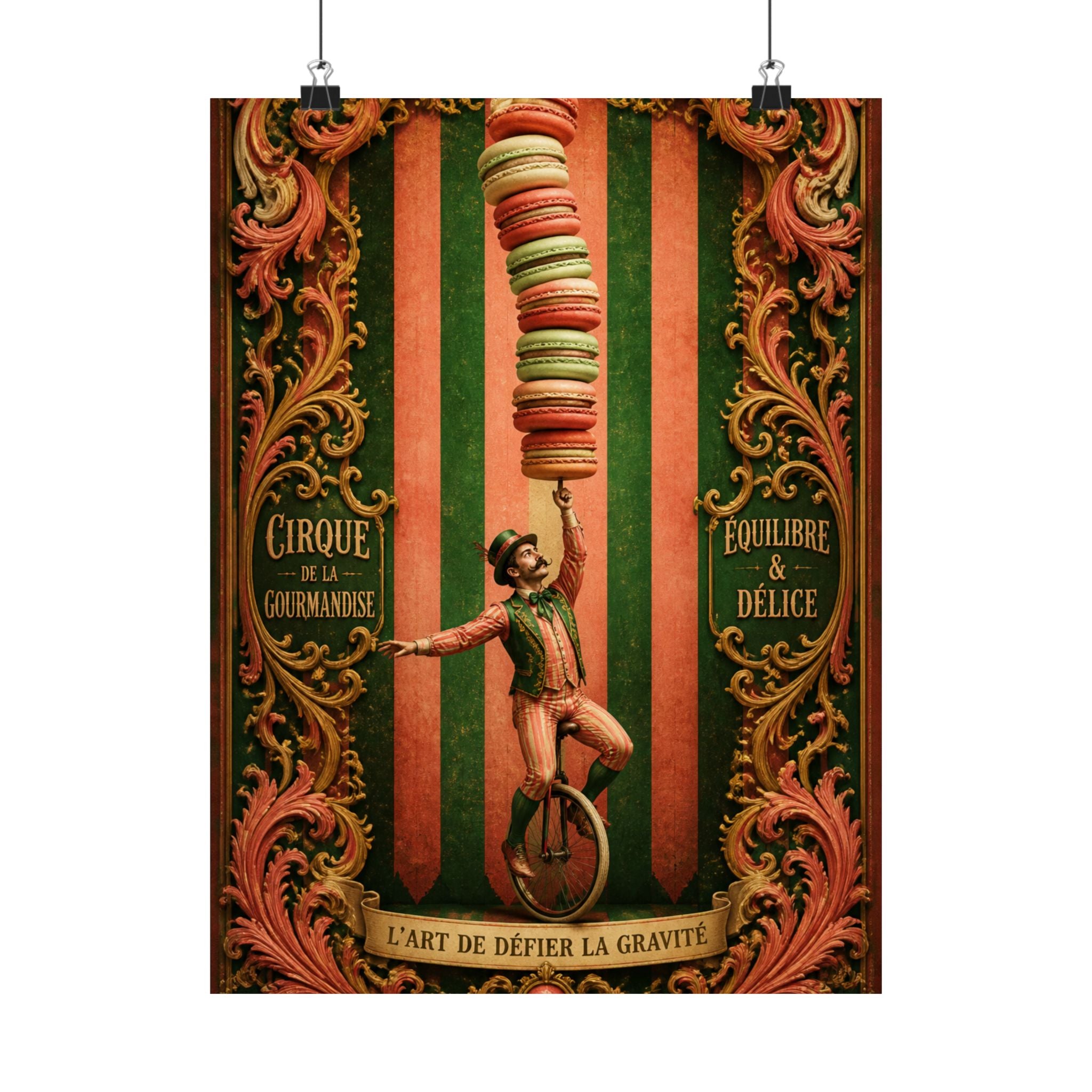 Macaron Balancing Tower Wall Art Poster 18×24 Baroque Home Office Decor Maximalist Print