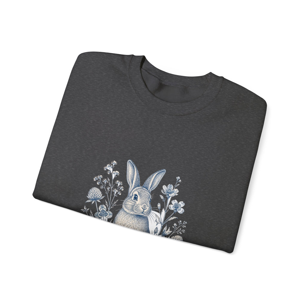Matching Couple Sweatshirt - Fox & Rabbit Matching Couple Crewneck Sweatshirt Vintage Art His Hers Wedding Gift - Design B