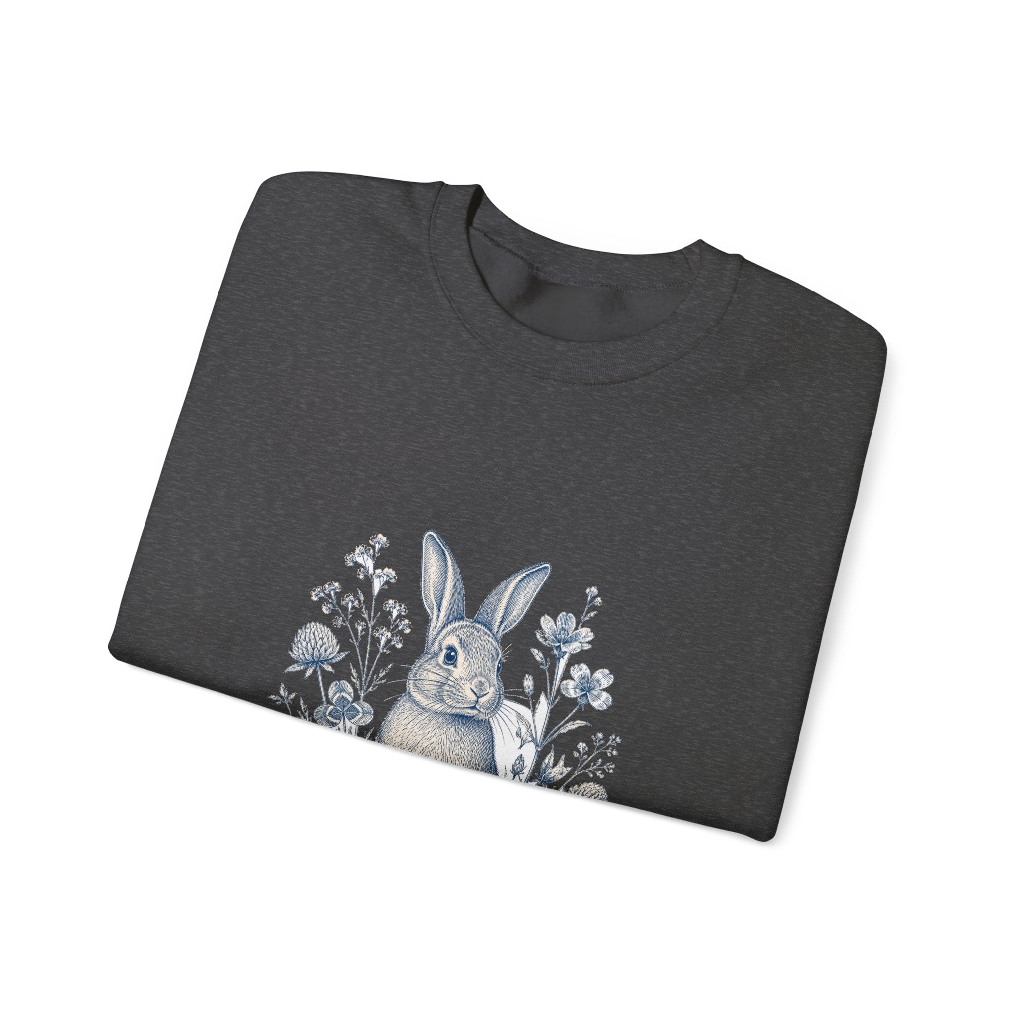 Matching Couple Sweatshirt - Fox & Rabbit Matching Couple Crewneck Sweatshirt Vintage Art His Hers Wedding Gift - Design B