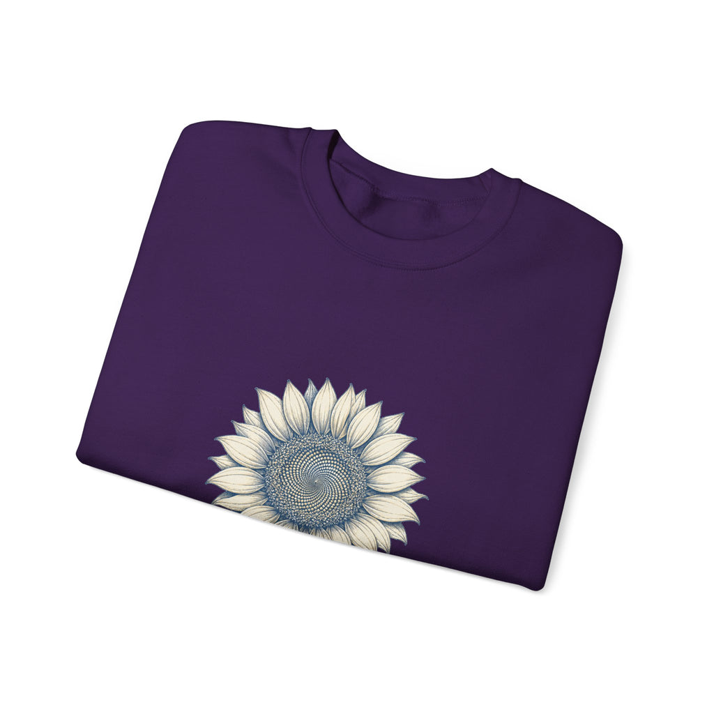 Matching Couple Sweatshirt - Sunflower & Moonflower Matching Couple Comfort Colors Crew Hand-Drawn Art His Hers Anniversary Gift - Design A