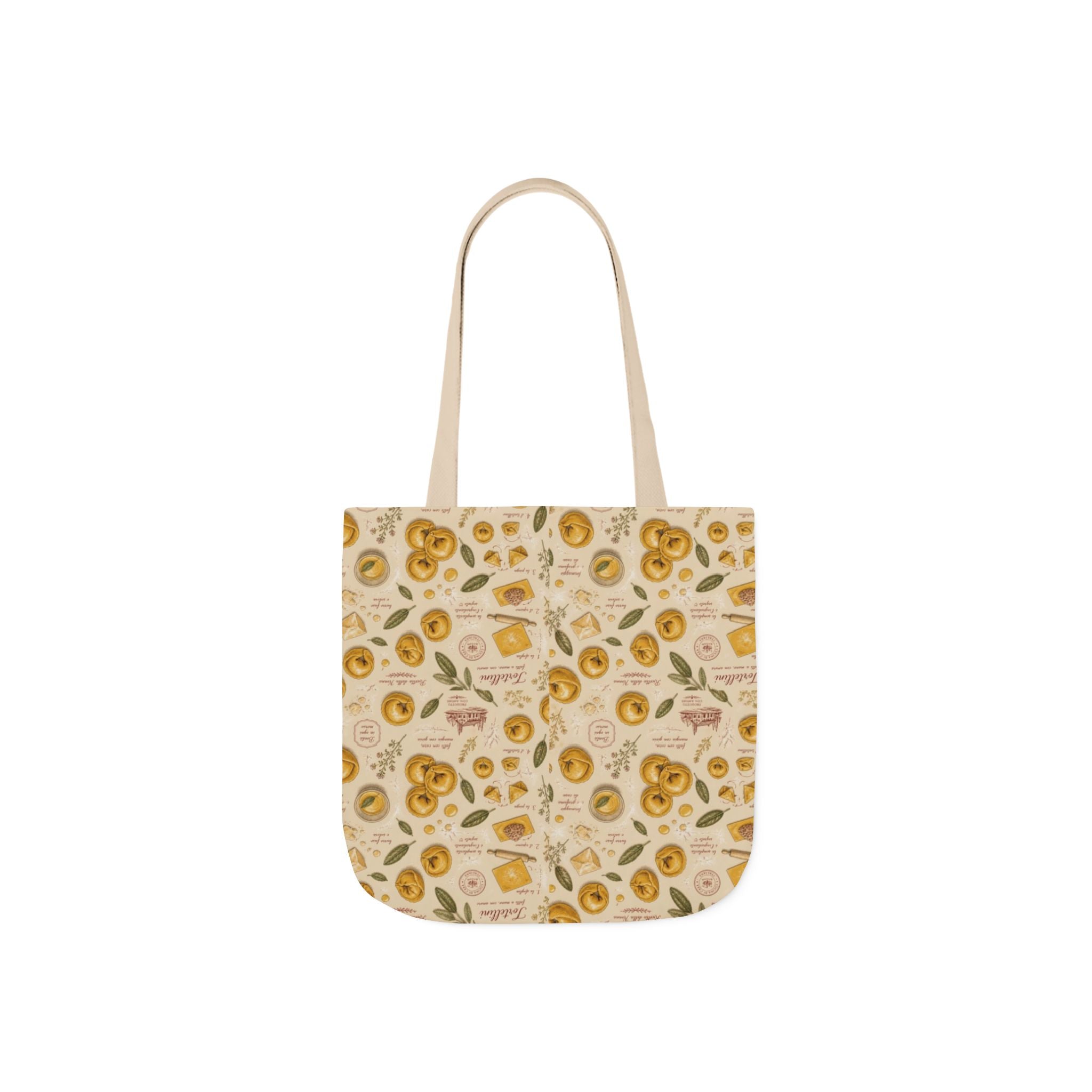 Tortellini with Sage Canvas Tote Bag Mediterranean Kitchen Botanical Design Italian Cottagecore Gift