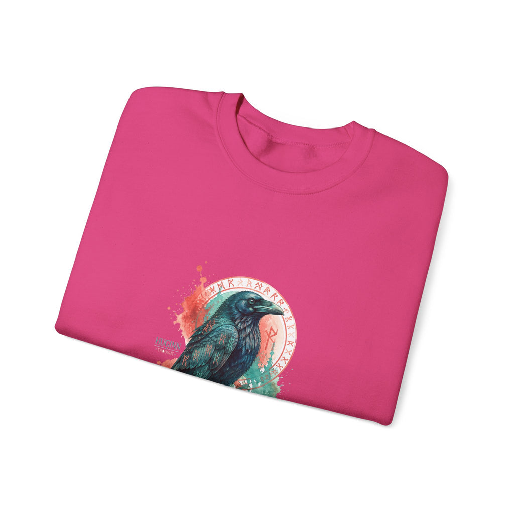 Matching Couple Sweatshirt - Huginn & Muninn Matching Couple Crewneck Sweatshirt Watercolor Art His Hers Engagement Gift - Design A