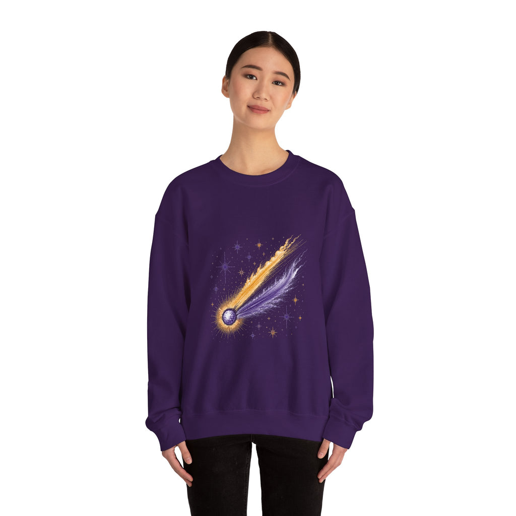 Matching Couple Sweatshirt - Comet & Asteroid Matching Couple Crewneck Sweatshirt Vintage Art His Hers Wedding Gift - Design A