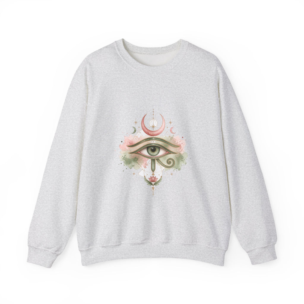 Matching Couple Sweatshirt - Eye of Ra & Horus Matching Couple Comfort Colors Crew Watercolor Art His Hers Birthday Gift - Design B