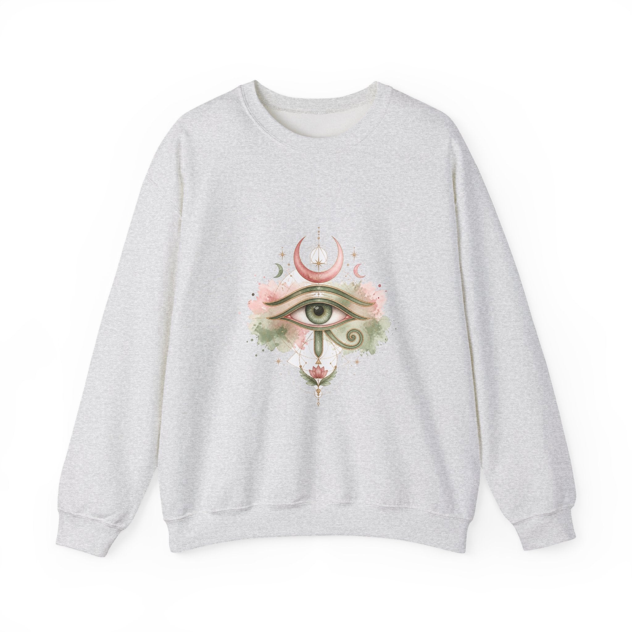 Matching Couple Sweatshirt - Eye of Ra & Horus Matching Couple Comfort Colors Crew Watercolor Art His Hers Birthday Gift - Design B