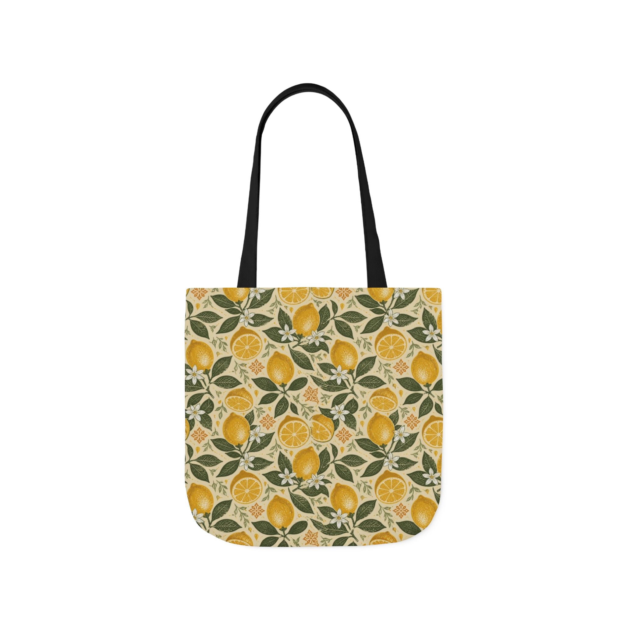 Meyer Lemons Canvas Tote Bag Mediterranean Kitchen Linocut Design Italian Cottagecore Gift
