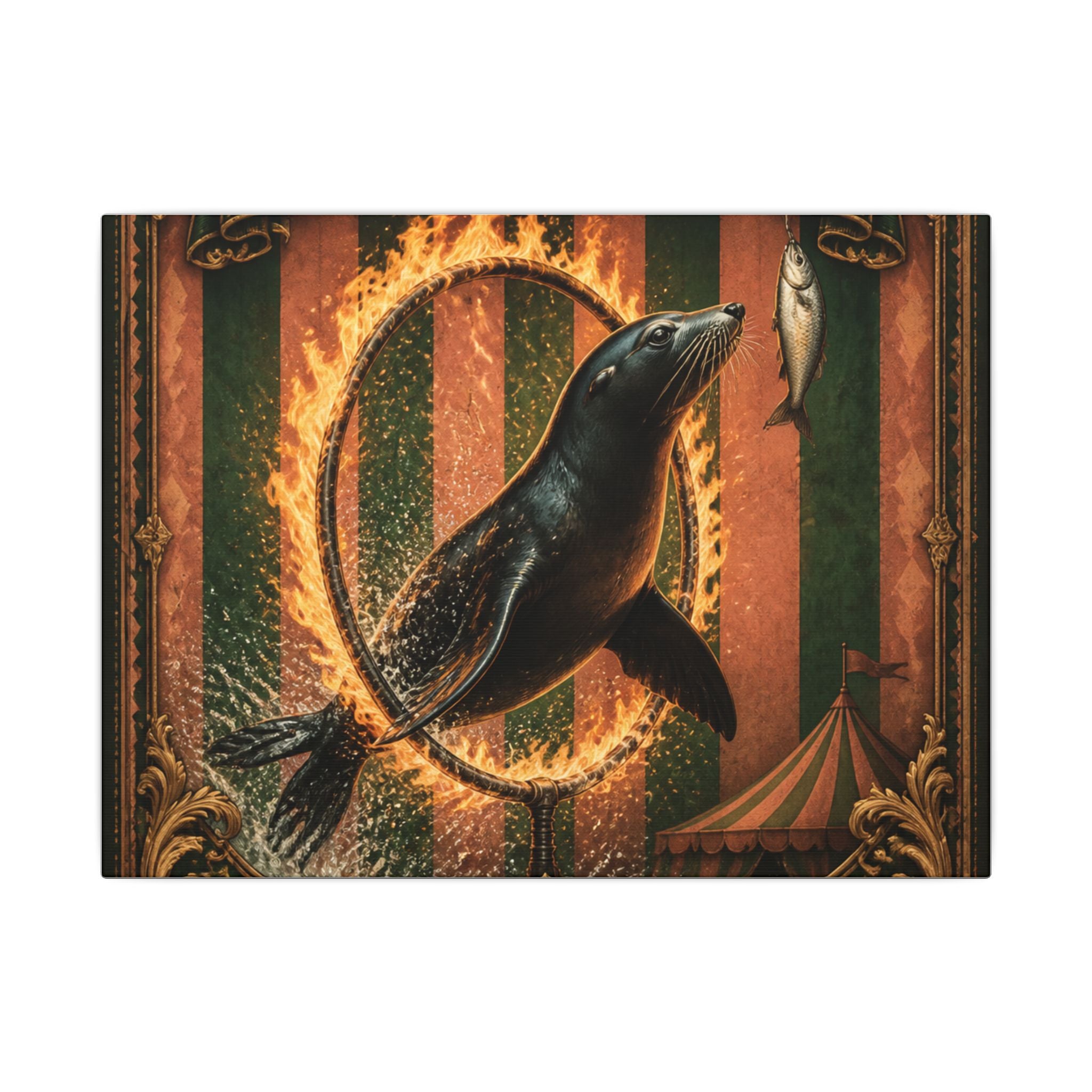 Seal Fire Hoop Wall Art Canvas 24×36 Baroque Studio Decor Maximalist Print