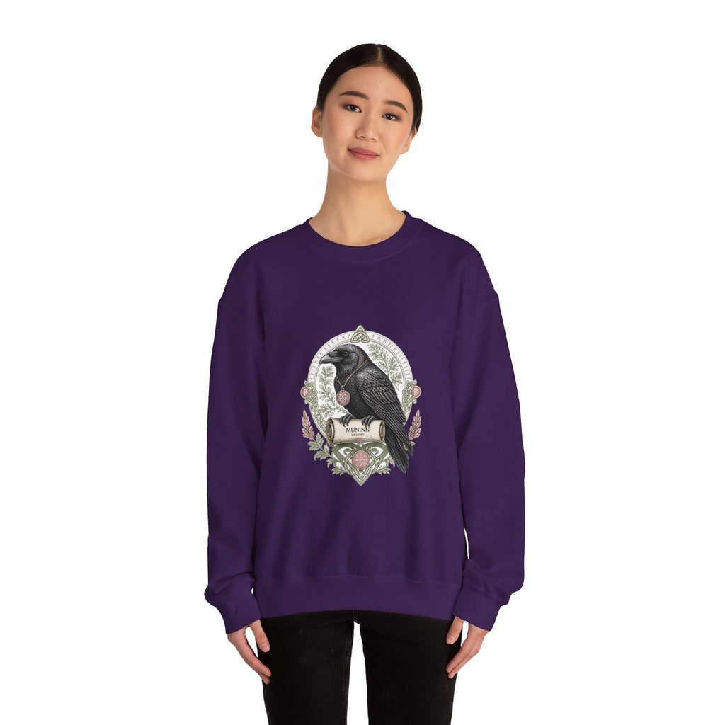 Matching Couple Sweatshirt - Huginn & Muninn Matching Couple Crewneck Sweatshirt Vintage Art His Hers Wedding Gift - Design B