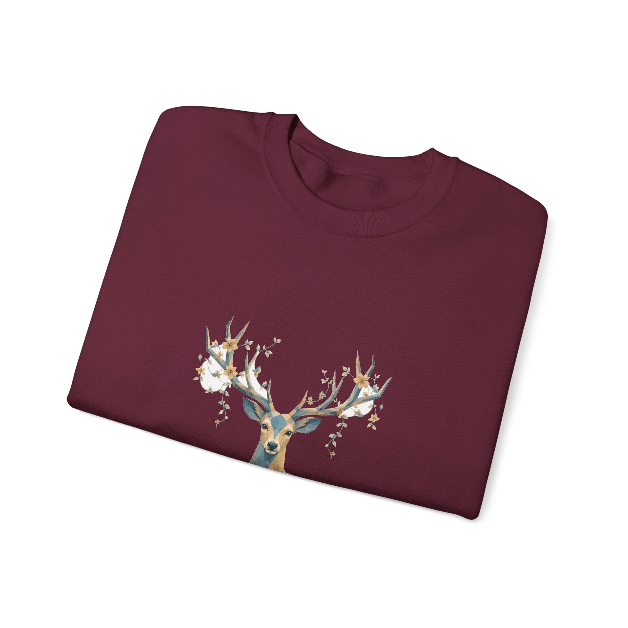 Matching Couple Sweatshirt - Bear & Deer Matching Couple Premium Fleece Sweatshirt Geometric Art His Hers Love Gift - Design B